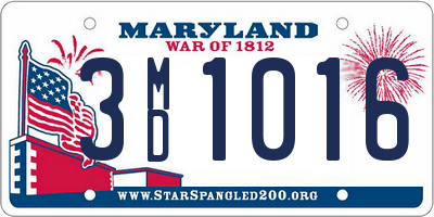 MD license plate 3MD1016