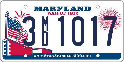 MD license plate 3MD1017