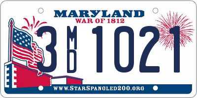 MD license plate 3MD1021