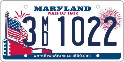 MD license plate 3MD1022