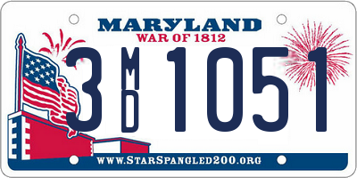 MD license plate 3MD1051