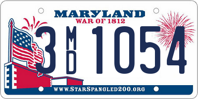 MD license plate 3MD1054