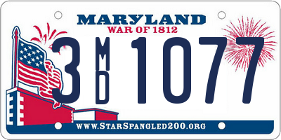 MD license plate 3MD1077