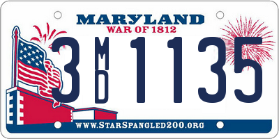 MD license plate 3MD1135