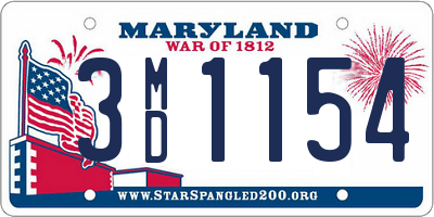 MD license plate 3MD1154