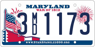 MD license plate 3MD1173