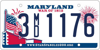 MD license plate 3MD1176