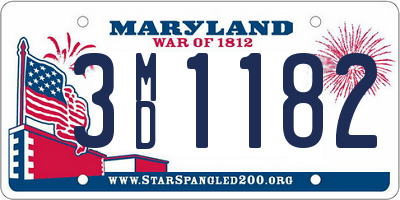 MD license plate 3MD1182