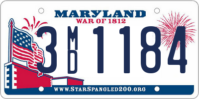 MD license plate 3MD1184