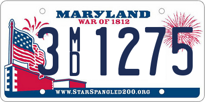 MD license plate 3MD1275