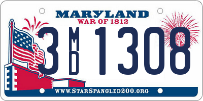 MD license plate 3MD1308