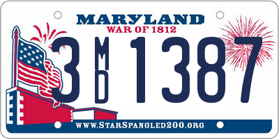 MD license plate 3MD1387