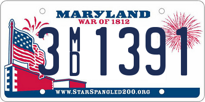 MD license plate 3MD1391