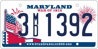 MD license plate 3MD1392