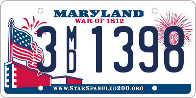 MD license plate 3MD1398