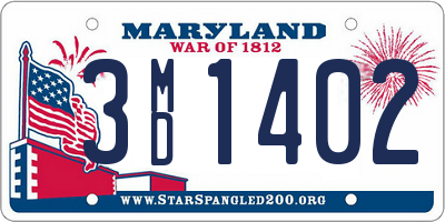 MD license plate 3MD1402