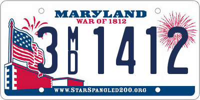 MD license plate 3MD1412