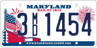 MD license plate 3MD1454