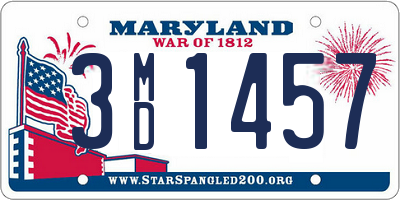 MD license plate 3MD1457