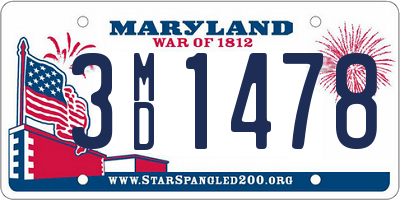 MD license plate 3MD1478