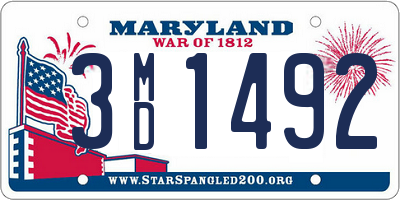 MD license plate 3MD1492