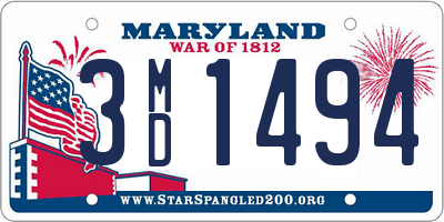 MD license plate 3MD1494