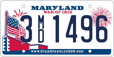 MD license plate 3MD1496