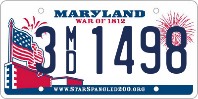 MD license plate 3MD1498