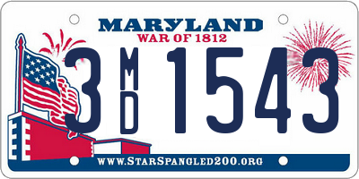 MD license plate 3MD1543