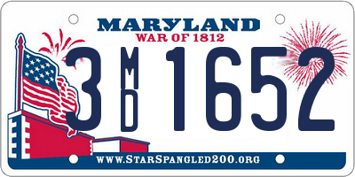 MD license plate 3MD1652