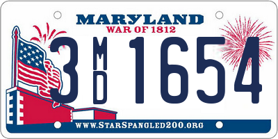 MD license plate 3MD1654