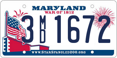 MD license plate 3MD1672