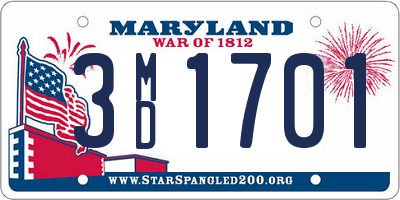 MD license plate 3MD1701