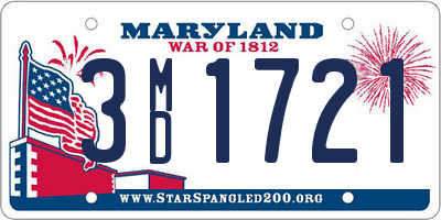 MD license plate 3MD1721