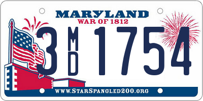 MD license plate 3MD1754