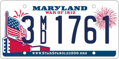 MD license plate 3MD1761