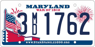 MD license plate 3MD1762