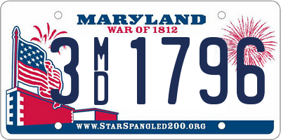 MD license plate 3MD1796