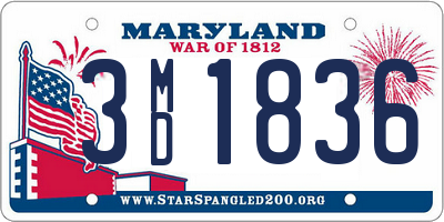 MD license plate 3MD1836