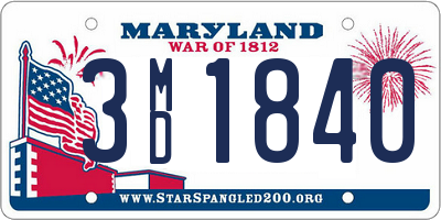 MD license plate 3MD1840