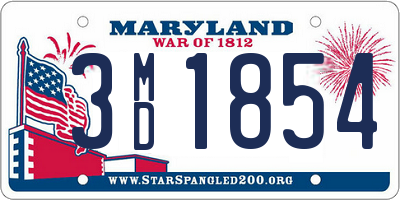 MD license plate 3MD1854