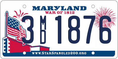 MD license plate 3MD1876