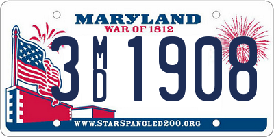 MD license plate 3MD1908