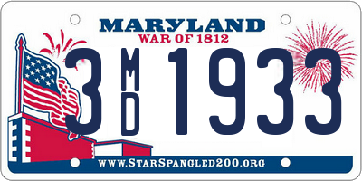 MD license plate 3MD1933
