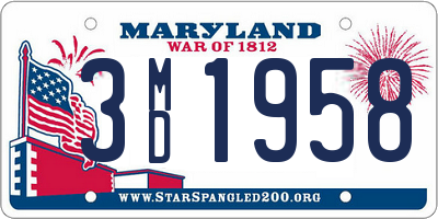 MD license plate 3MD1958