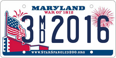 MD license plate 3MD2016