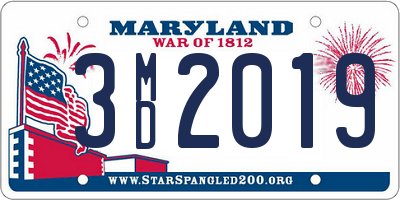 MD license plate 3MD2019