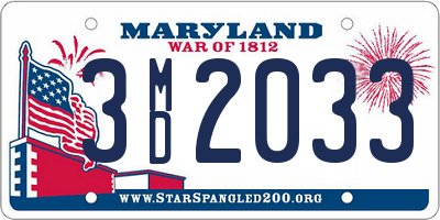 MD license plate 3MD2033