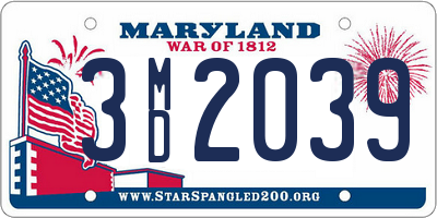 MD license plate 3MD2039