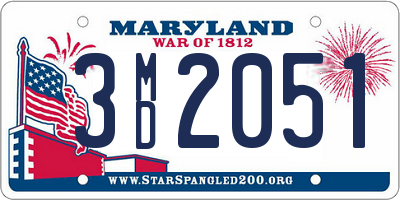 MD license plate 3MD2051